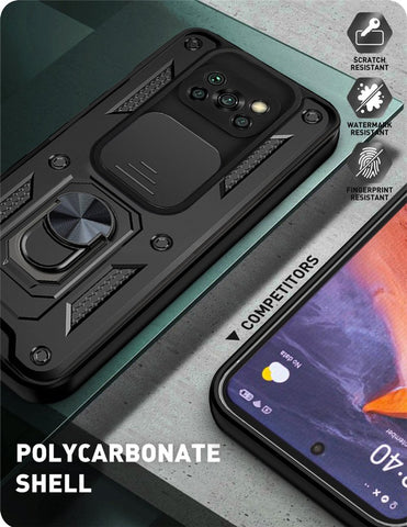 For Xiaomi Pocophone Poco X3 NFC Case Camouflage Magnetic Car Holder Ring Shockproof Armor-PA00308-Veeddydropshipping