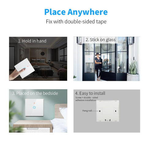 AXUS 1/2/3 Gang Wireless Wall Switch RF 433Mhz Interruptor Light Touch-TI01139-Veeddydropshipping
