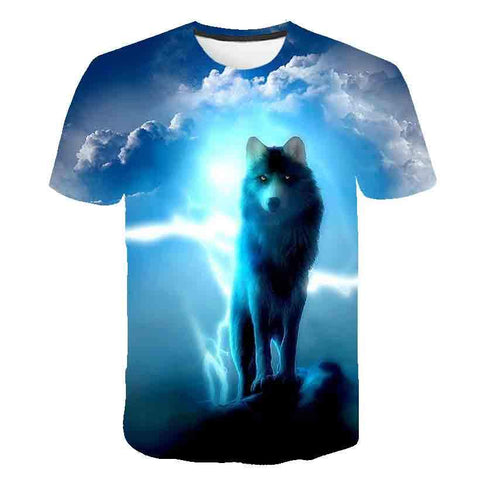 Animal Wolf T Shirt Kids Boys Clothes Summer Short Sleeve Girls Tops-TB01168-Veeddydropshipping