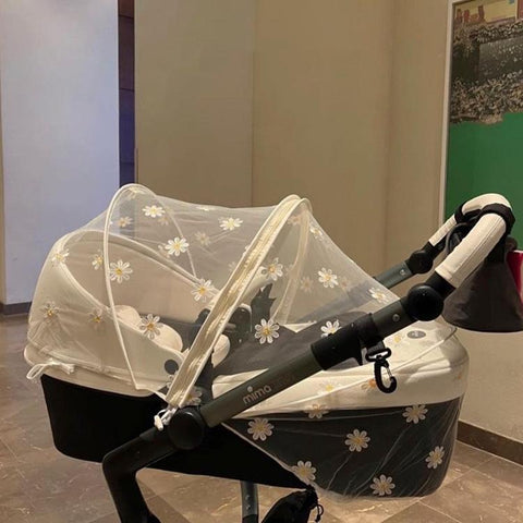 Summer Cart Mosquito Net Baby Stroller Accessories Daisy Embroidery Mesh-TB00402-Veeddydropshipping