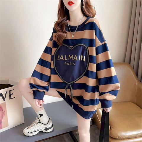 Fashion Design Sense Pullovers Chic Striped Sweatshirts-WF00061-Veeddydropshipping