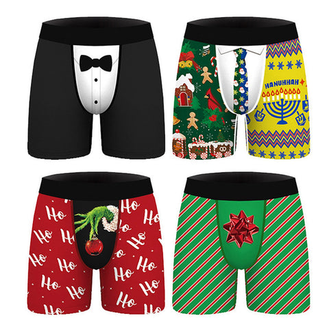 Shorts Underwear Mid Waist Elastic Waistband Boxer Brief-MF01404-Veeddydropshipping