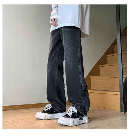 Wide Leg Casual Loose Pants Streetwear Denim-MF00655-Veeddydropshipping