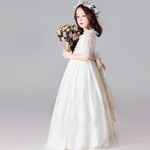 Long White Dresses for Kids Girls Princess Elegant Wedding Guest Children-TB00867-Veeddydropshipping
