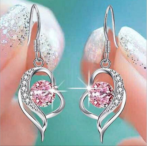 Zircon Love Heart Female Drop Earrings For Women Dainty Jewelry -JW01451-Veeddydropshipping