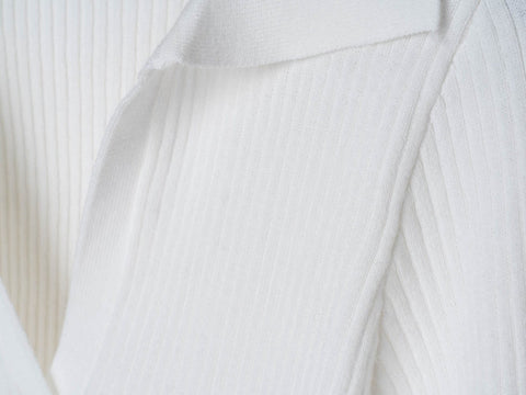 Cotton Knit Polo Sweater Women Long Sleeve V Neck-WF00100-Veeddydropshipping