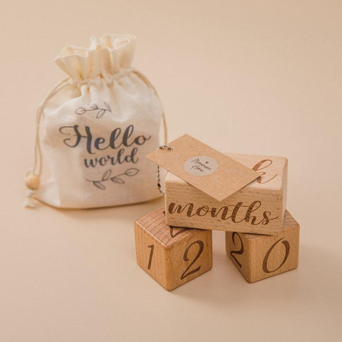 3pcs/set Handmade Baby Milestone Cards Square Engraved Wood Infants-TB00779-Veeddydropshipping