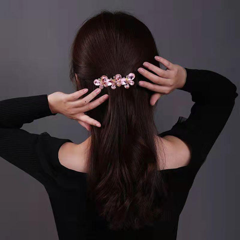 Korean Purple Crystal Butterfly Hair Jewelry -JW00539-Veeddydropshipping