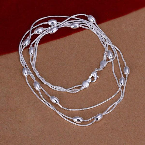 beads 925 Sterling Silver Bracelet necklace Jewelry set  -JW00212-Veeddydropshipping