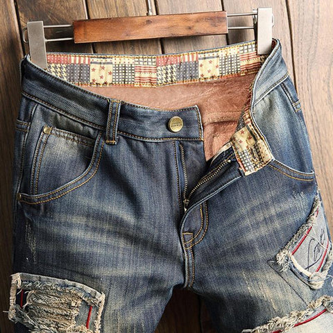 Men High Quality Patchwork Ripped Jeans Distressed Denim Trousers Male-TB01300-Veeddydropshipping