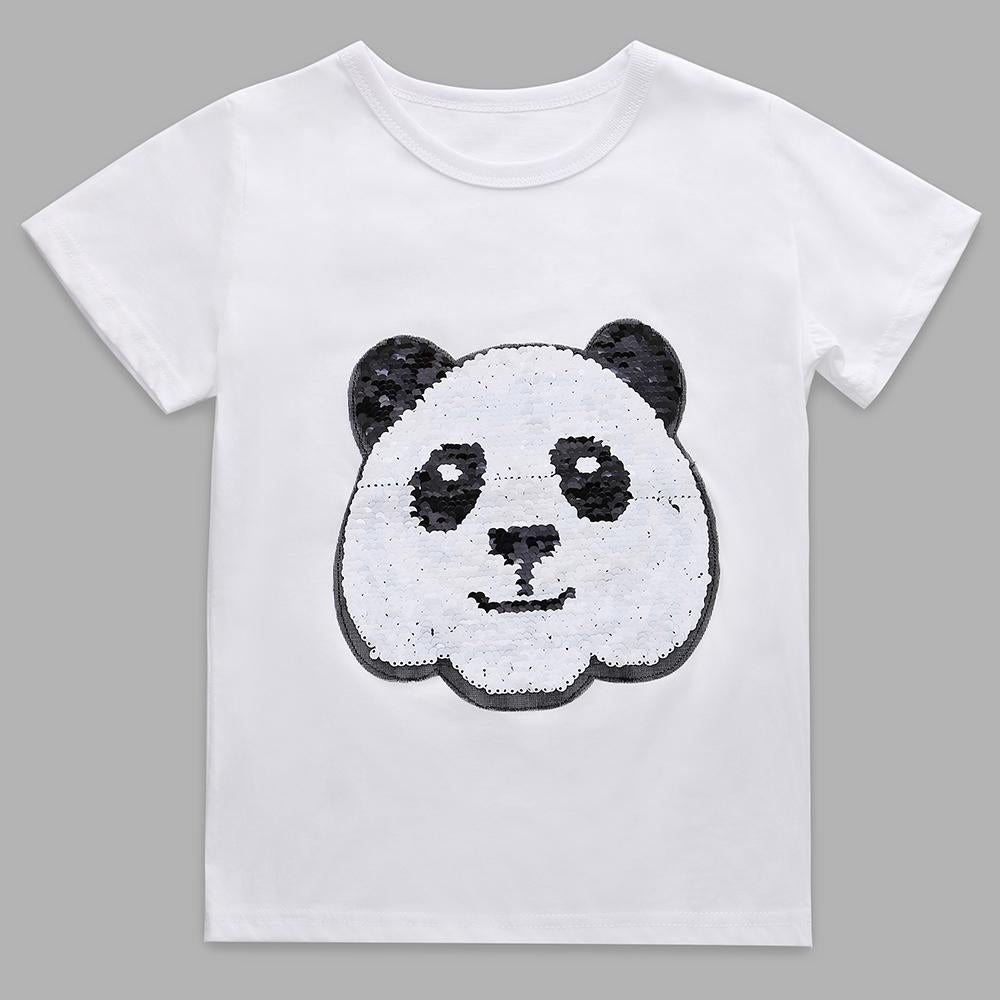 Color Change Tiger to Panda Sequin T-shirts for Boys Summer Cotton Fashion-TB01175-Veeddydropshipping