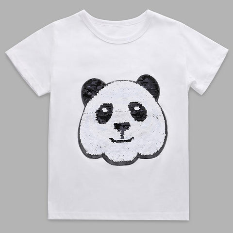 Color Change Tiger to Panda Sequin T-shirts for Boys Summer Cotton Fashion-TB01175-Veeddydropshipping