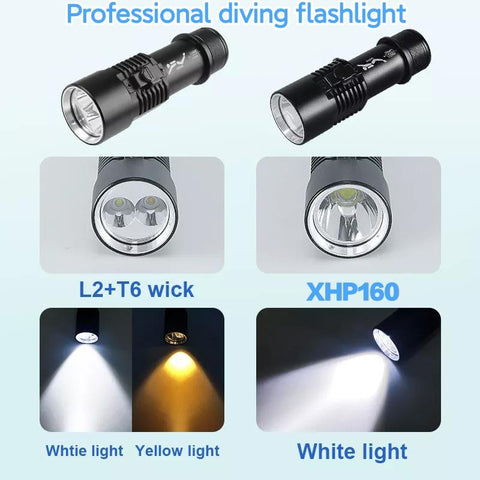 10000Lumens Professional Diving Flashlight Rechargeable XHP160 Diving Torch-TI00956-Veeddydropshipping