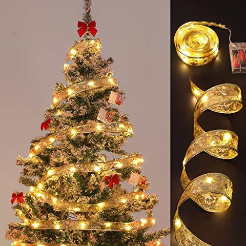 Christmas Ribbon Fairy Light Christmas Decoration-HA01862-Veeddydropshipping