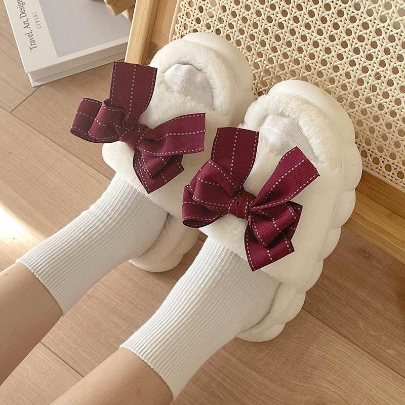 House Fur Slippers Open-Toe Bedroom Cute Big-BS01203-Veeddydropshipping