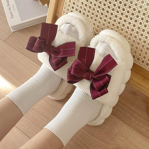 House Fur Slippers Open-Toe Bedroom Cute Big-BS01203-Veeddydropshipping