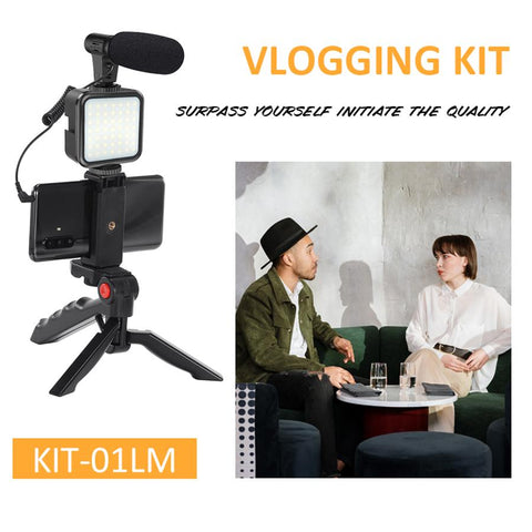 Smartphone Vlogging Kit Video Recording Equipment with Tripod Fill Light Shutter for Camera-PA00817-Veeddydropshipping