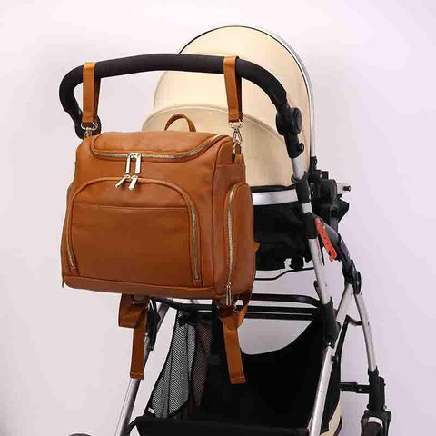 Pu Mommy Bag Backpack Large Capacity Waterproof Mother and Baby Bag-TB00219-Veeddydropshipping