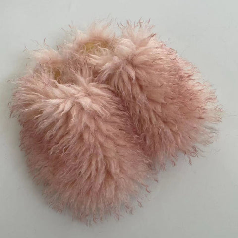 Fake Lamb Skin Slides Long Hair Faux Mongolian Sheep-BS01264-Veeddydropshipping