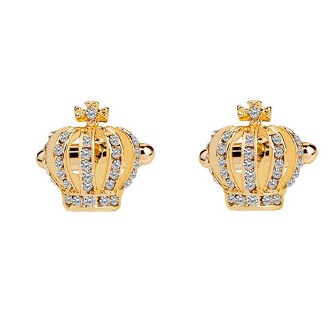 Crown Cufflinks Men Women Classic Crystal Rhinestone Cufflinks Shirts -JW01297-Veeddydropshipping