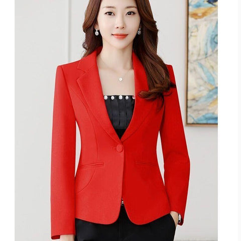 Women Slim Elegant Notched Single Button Fashion Blazers-WF00337-Veeddydropshipping