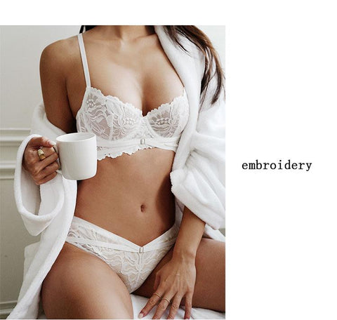 Women Ultra-thin Bra Set  Lace Sexy Underwear-WF00792-Veeddydropshipping