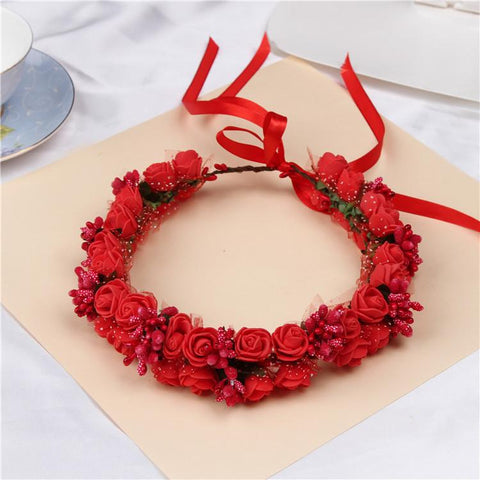 Artificial Rose Wedding Flower Bridesmaid Head Hand Ring-HA00758-Veeddydropshipping
