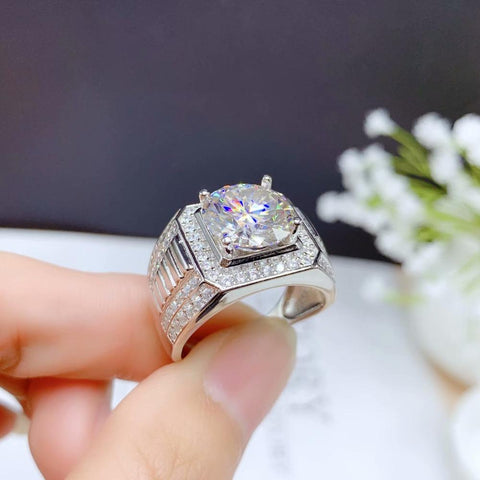 5ct Moissanite Men Ring 925 Silver  Diamond Substitute-JW00003-Veeddydropshipping