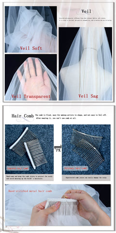 Rhinestones Bridal Veil Pearl Wedding Veil-WF01460-Veeddydropshipping