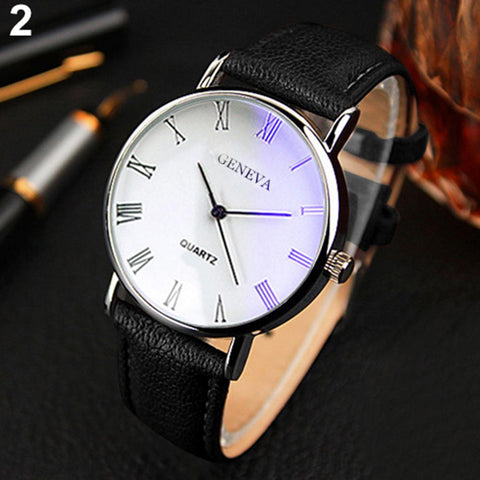 Men Watch Roman Faux Leather Band Quartz-JW00725-Veeddydropshipping