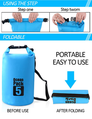 PVC Waterproof Bag 5L 10L 20L Outdoor Swimming Bag Diving Compression Storage  -OS00082-Veeddydropshipping