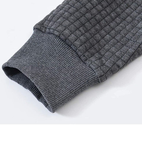 2023 Men Hoodies Long Sleeve Plaid Jacquard Pullover Drawstring Solid Tracksuit-TB01315-Veeddydropshipping
