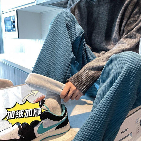 Pants Autumn Winter Warm Straight Corduroy Fleece-Veeddydropshipping