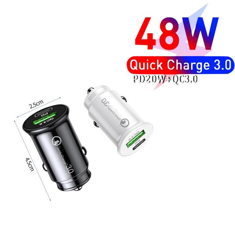 48W Mini USB Car Charger Dual USB type-c-PA01180-Veeddydropshipping