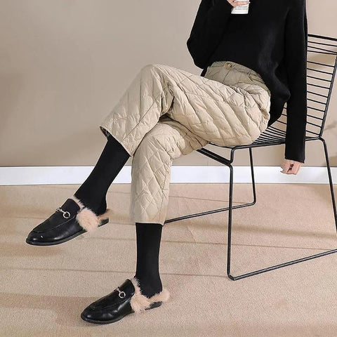 Ankle-length Pants Women Warm Cotton Straight Leg Pant-WF00478-Veeddydropshipping
