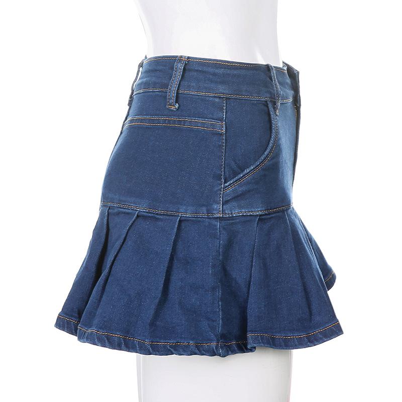 Women Jeans High Waist Pleated Skirts-Veeddydropshipping