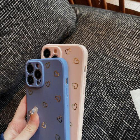 For iPhone 13 11 12 14 Pro Max XS XR 8 Shockproof Silicone Love Heart Case Cover-PA00135-Veeddydropshipping