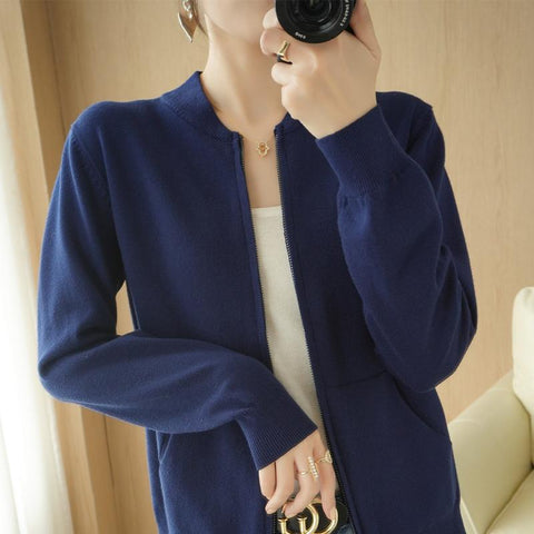 Cashmere Sweater Cardigan Women Collar Loose Knit Jacket-Veeddydropshipping