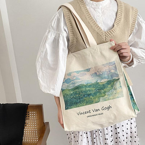 Bag Van Gogh Morris Vintage Oil Painting Zipper Books Handbag-BS00167-Veeddydropshipping