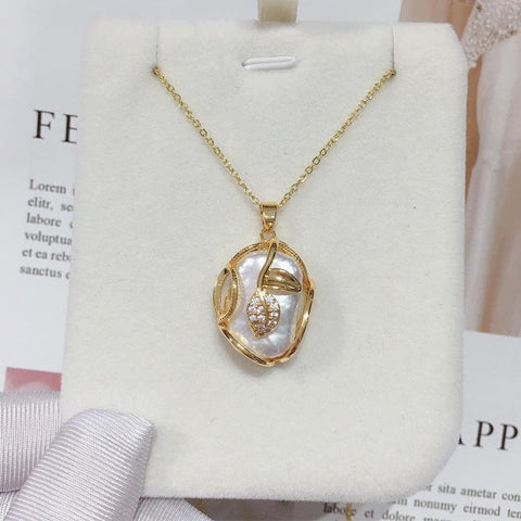 Big Baroque Pearl Jewelry Sets 18K Gold Necklace Earrings  -JW00147-Veeddydropshipping