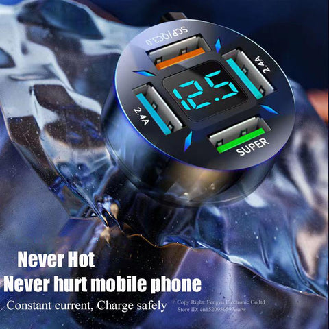 150W Portable Car Charger Fast Charging Adapter 4 Port for iPhone-PA01174-Veeddydropshipping
