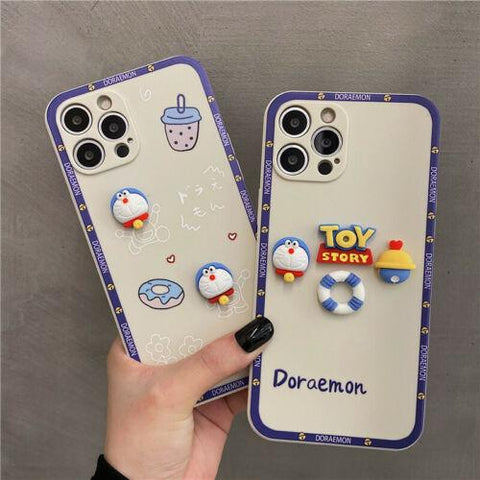 Cute 3D Anime Doraemon Phone Case Silicone Protective Case For Iphone 11/12/13-PA00159-Veeddydropshipping