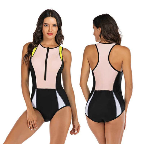 Professional Swimwear One Piece Swimsuit Women Zipper Monokini Swimsuit -OS00309-Veeddydropshipping