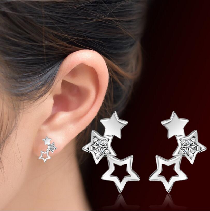 925 Sterling Silver Fine Jewelry Sets Simple Zirconia Star  -JW00316-Veeddydropshipping