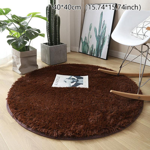 Wool Rug Living Room Carpets Faux Fur Round Mat-HA00473-Veeddydropshipping
