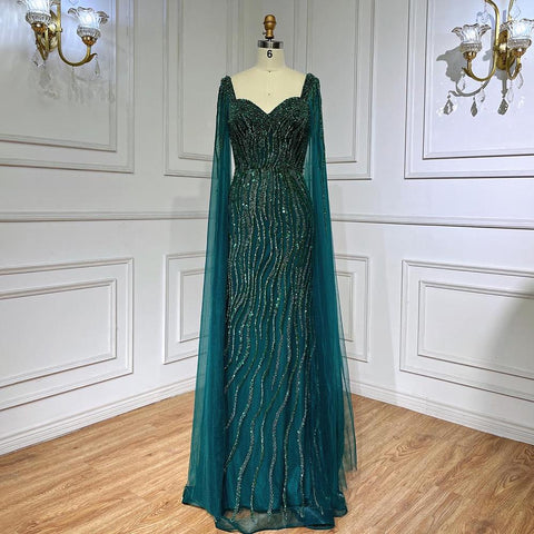 Beaded Mermaid Cape Sexy Evening Dresses-WF01586-Veeddydropshipping