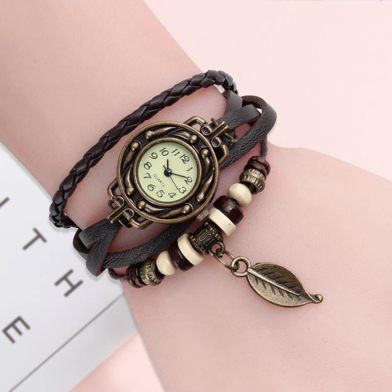 Leather Vintage Quartz Dress Watch Bracelet Wristwatches watch -JW00898-Veeddydropshipping