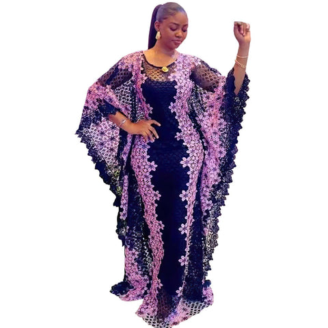 Fashion Two Piece African Mesh Dress-WF01678-Veeddydropshipping