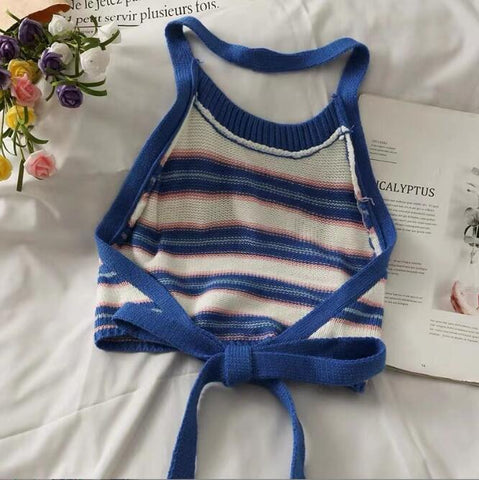 Girls Summer Clothes Kids knitted Backless T-shirt-Veeddydropshipping