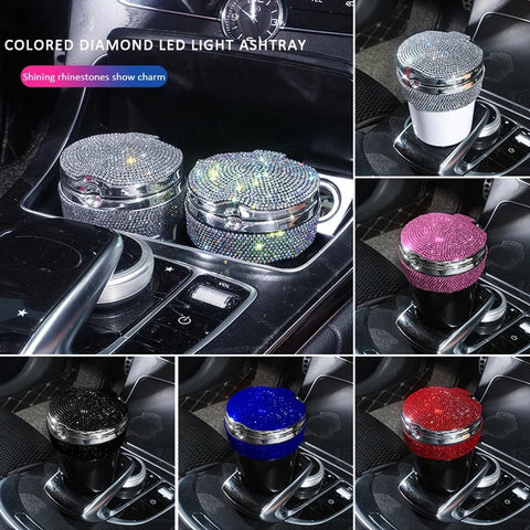 LED Car Ashtray With Light Diamond Cigar Cigarette Ashtray Smoke-AM00052-Veeddydropshipping